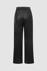 Faux Leather Elastic Waistband Pants